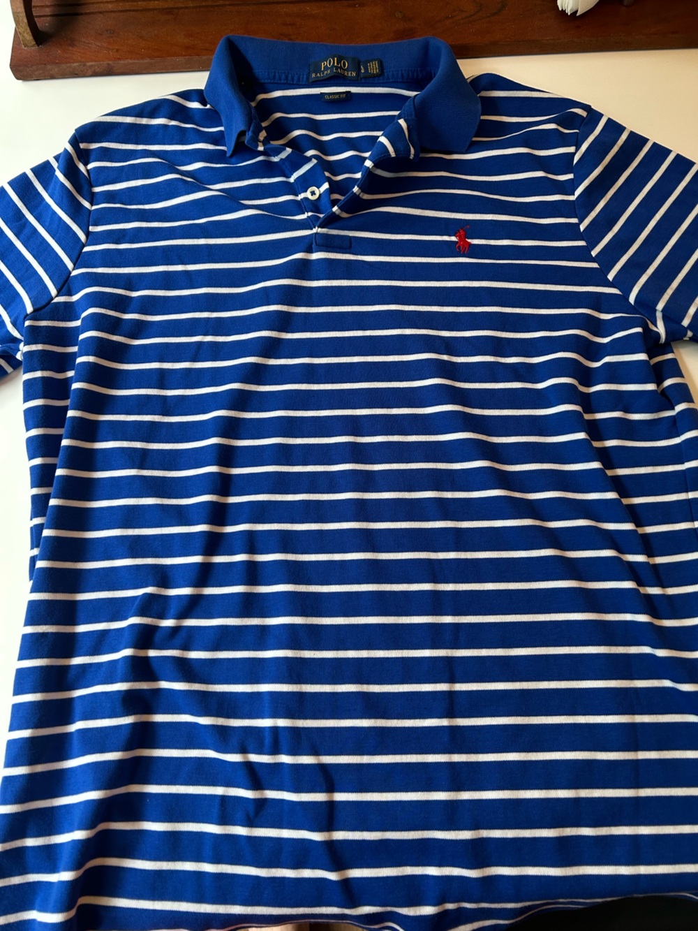 Ralph Lauren Blue and White Striped Polo Shirt